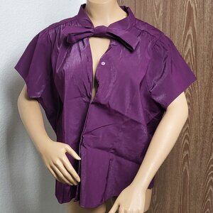 NWOT Retro Chic shiny purple short sleeve woven button up blouse from Torrid 3X